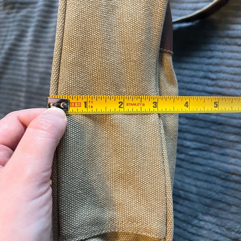 Canvas Hobo Crossbody Bag with Leather Accents - Beige - Picture 10 of 10